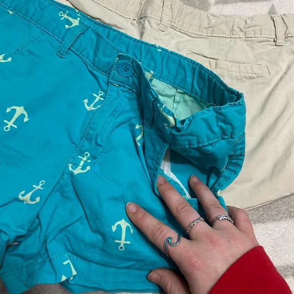 Khaki, White, and Blue Nautical print shorts - Picture 3 of 7